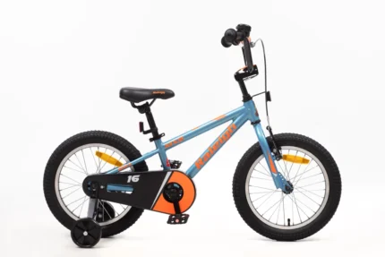 אופני BMX Raleigh MXR 16 אינץ׳ לילדים – שלדת אלומיניום קלה, גלגלי עזר, בלם V קדמי ומעצור רגל אחורי